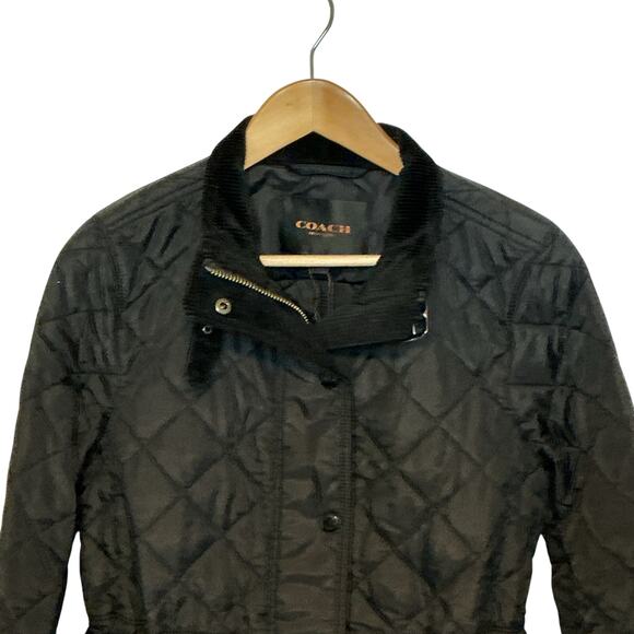 Coach Puffer Quilted Lightweight Cinched Waist Black Jacket Women's Medium NWT - Picture 5 of 16
